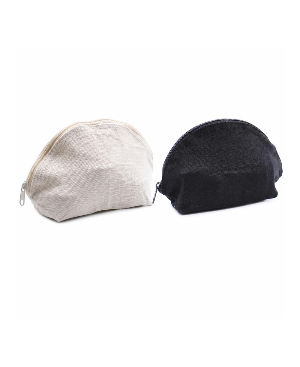 Neceser de lona de algodón natural con cremallera para organizar maquillaje y accesorios personales.