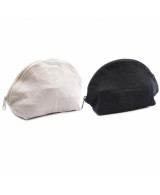 Neceser de lona de algodón natural con cremallera para organizar maquillaje y accesorios personales.