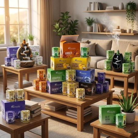 Conos de incienso de reflujo masala backflow en variedad de aromas con diferentes colores.