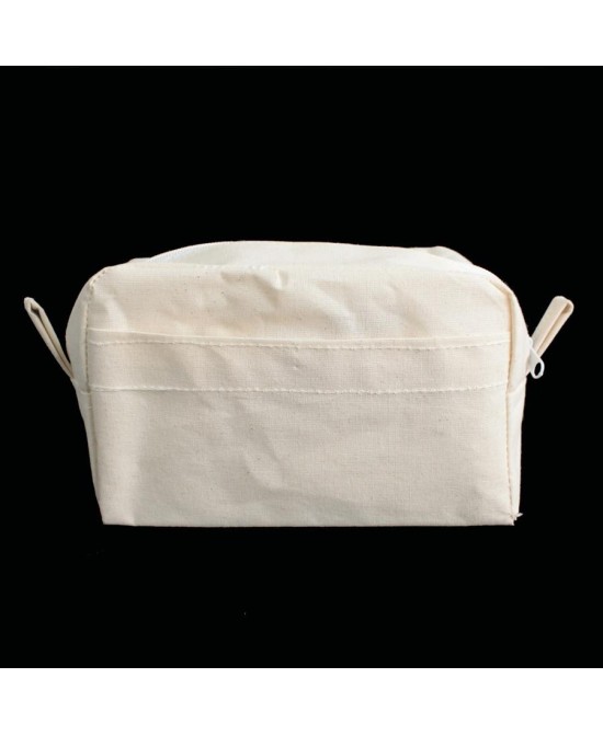 Neceser natural de algodón con bolsillo frontal