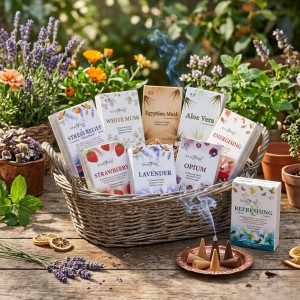 Conos de incienso Stamford con variedad de aromas y conos dispuestos en círculo.