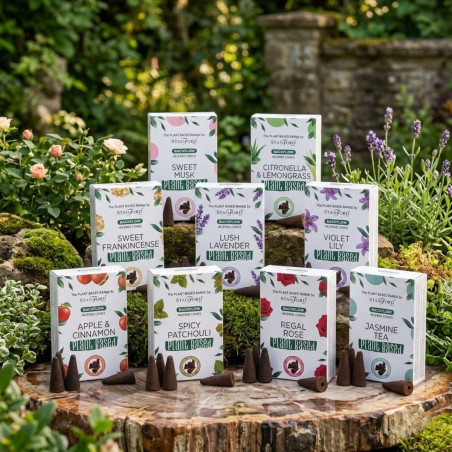 Conos herbales de reflujo Stamford con variedad de aromas a base de plantas.