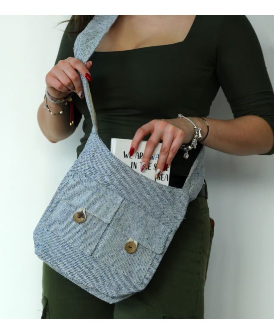 Bolso Bandolera de Algodón con Correa de Nylon