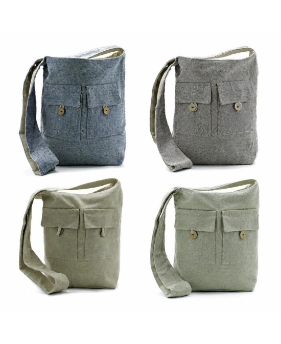 Bolsos bandoleras con doble bolsillos, dos tamaños a elegir y 4 colores disponibles, prácticos y casuales.