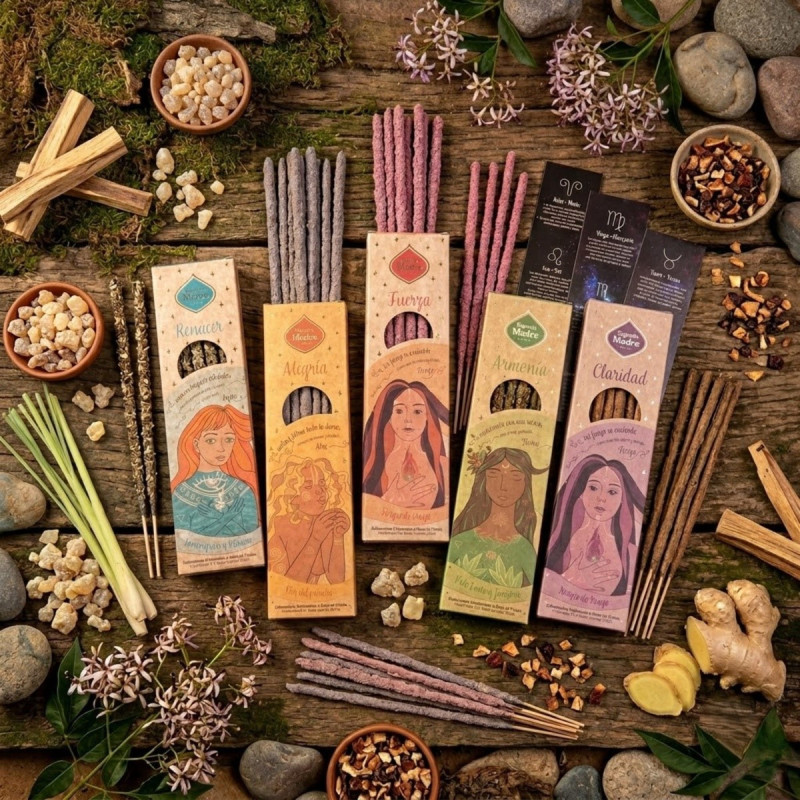 Inciensos elementales sagrada madre en 5 aromas disponibles.