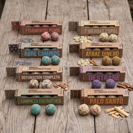 Pack de 4 bombitas de incienso herbal disponible en 4 aromas.
