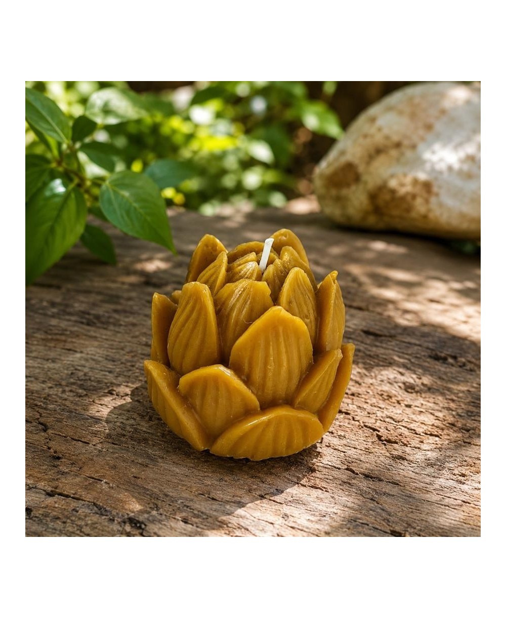 Vela Flor de Loto de Cera de Abeja Natural 5x6 cm