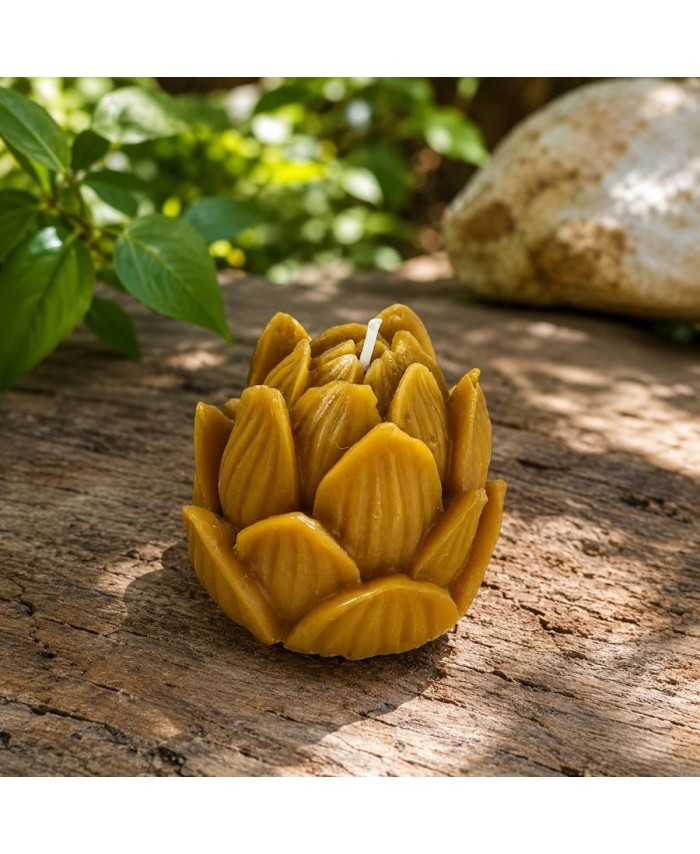 Vela Flor de Loto de Cera de Abeja Natural 5x6 cm