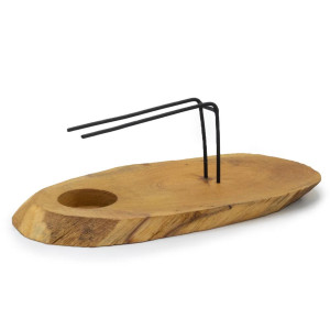 Calentadores de atados en madera de suar con soporte metálico disponible en 3 diseños.