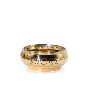 Quemador de inciensos fases de la luna en latón con tapa de rejilla.