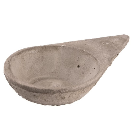 Quemador de inciensos de piedra en forma de gota con cavidad central.