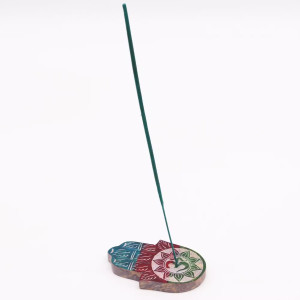 Soporte Hamsa de piedra para incienso