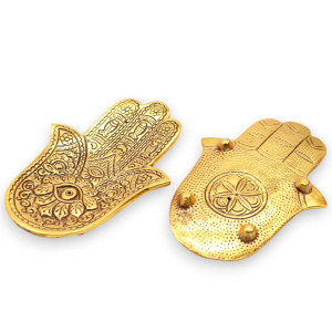 Portainciensos hamsa dorado decorativo