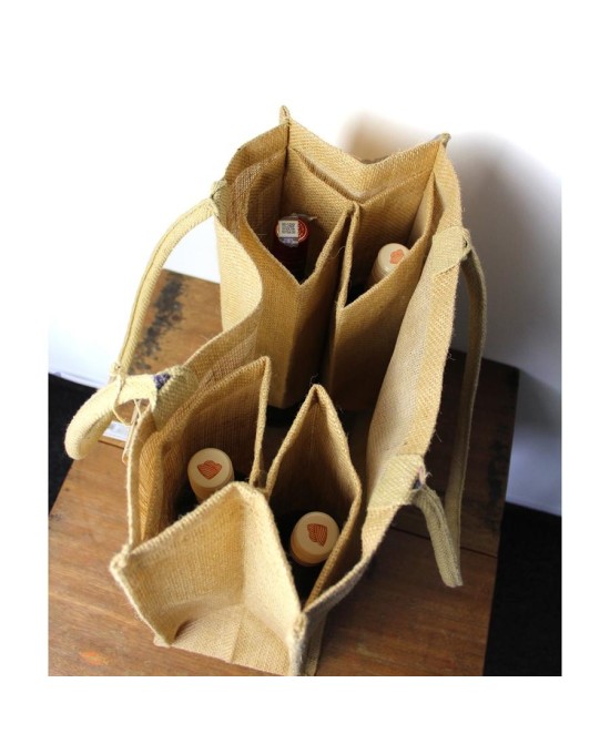 Compartimiento interior de la bolsa de yute ecológica.