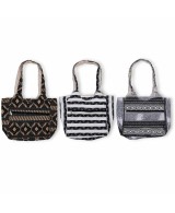 Bolso tote de algodón y viscosa con diseño étnico jacquard para compras y uso cotidiano.