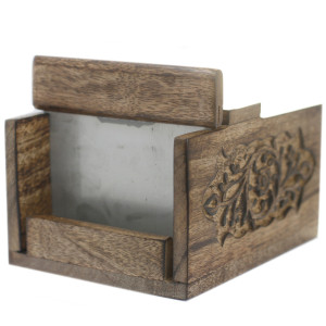 Cortador de jabón de madera de mango tallada con estructura artesanal para cortar barras.