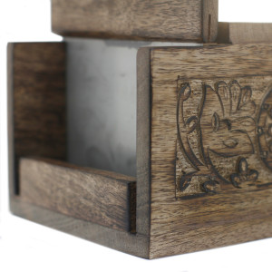 Cortador de jabón de madera de mango con diseño tallado vintage para cortar barras.