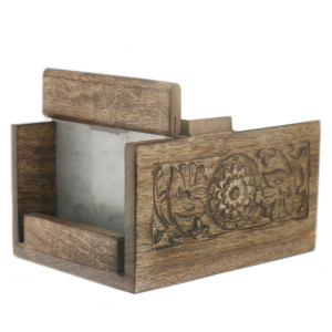 Cortador de jabón de madera de mango con diseño tallado vintage para cortar barras.