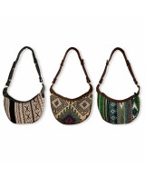 Bolso de hombro de algodón con estampado geométrico jacquard disponible en 3 diseños.