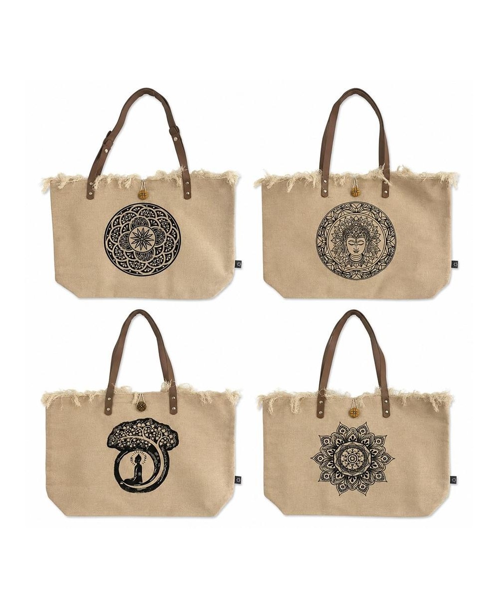 Bolso grande de lona de algodón con diseño geométrico para uso diario y escapadas.