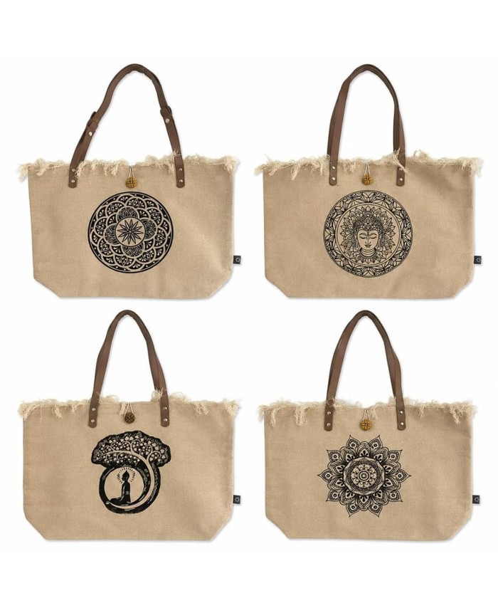 Bolso grande de lona de algodón con diseño geométrico para uso diario y escapadas.