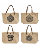 Bolso grande de lona de algodón con diseño geométrico para uso diario y escapadas.