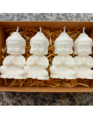 Pack 4 Velas Buda Blancas de Cera de Soja | Jessimistica