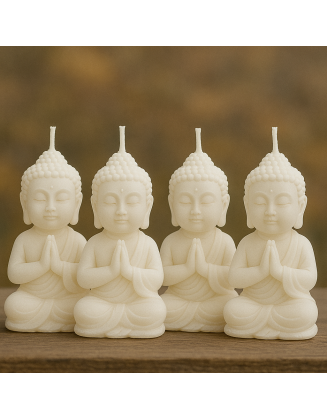 Pack 4 Velas Buda Blancas de Cera de Soja | Jessimistica